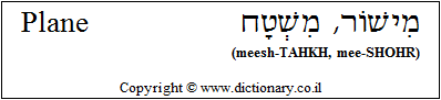 'Plane' in Hebrew