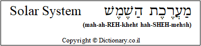 'Solar System' in Hebrew