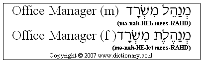 'Office Manager' in Hebrew