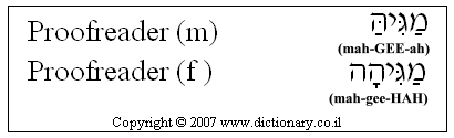 'Proofreader' in Hebrew