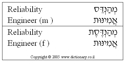 'Reliability Engineer' in Hebrew