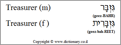 'Treasurer' in Hebrew